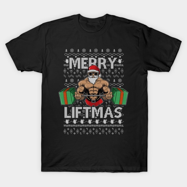 Merry Liftmas Christmas Xmas Fitmas Fitness Santa Holiday 7 T-Shirt by SloanCainm9cmi